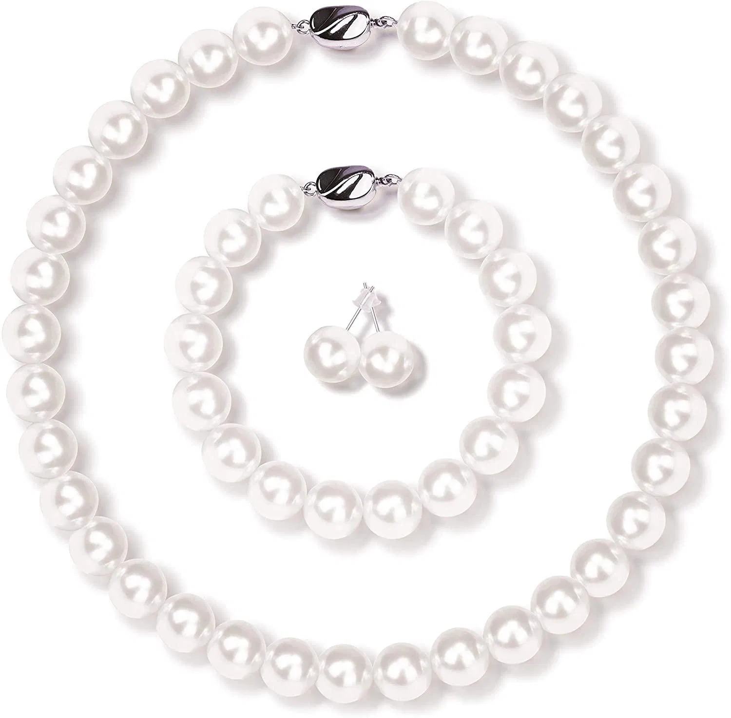Perlenketten-Set für Frauen Egirls Halskette Armband Stud Ohrringe Set für Hochzeitsfeier Geburtstag Valentinstag Geschenk Brautset