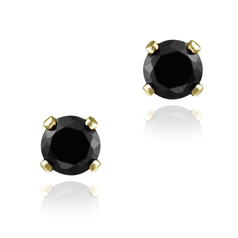 18 Karat Gold über Sterling Silber .70ct Schwarze Spinel-Stapel - Ohrringe, 4 mm