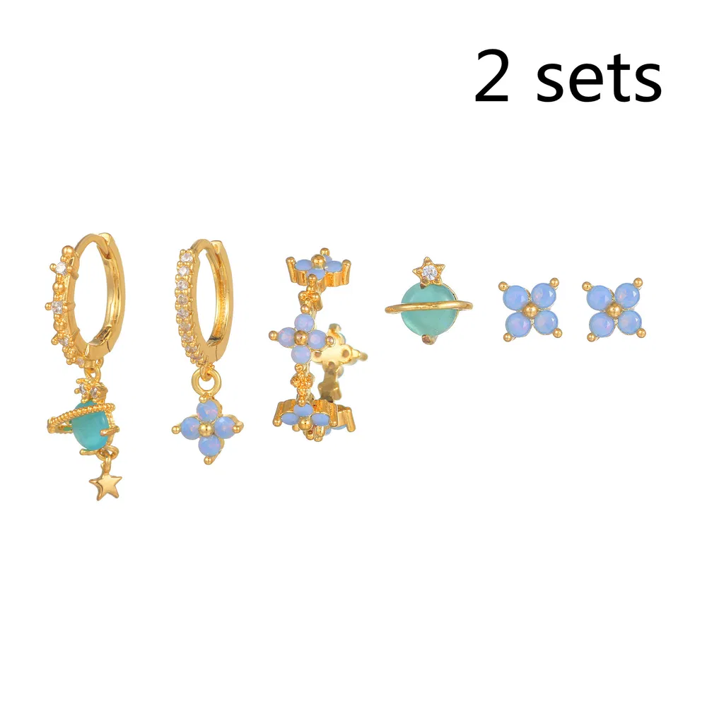 Koreanischer Stil Eleganz Sechs Stück Ornament Süße Mädchliche Temperament sanfte exquisite Ohrringe