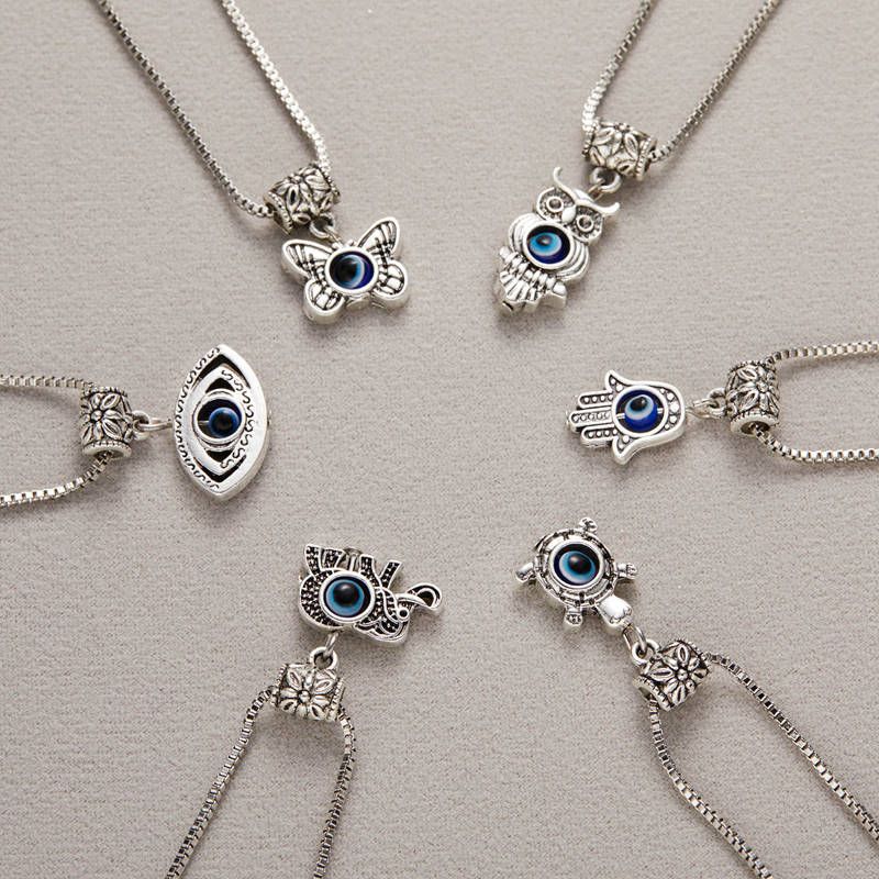 2022 Evil Eye Pendant Kette für Frauen Neuer Schmuck rund Schmetterling Palm Schildkröte Glückliche Freundschaft Paar Choker Halskette Geschenk