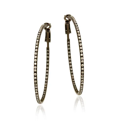 Sterling Silber CZ Braun Inside Out Hoop Ohrringe, 50mm