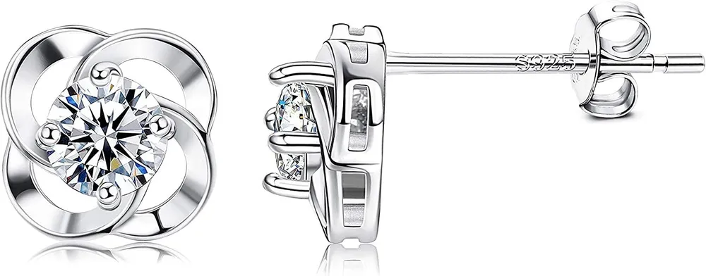 Celtic Knot CZ Stud Earrings 925 Sterling Silber Ohrringe; Süße simulierte Diamant Cubic Zirkonia Ohrringe; Kleine hypoallergene Ohrringe für Mädchen Frauen Männer Jungen; Stud Geschenke