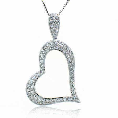 Sterling Silver Pave Simulierte Diamant CZ Herz Anhänger