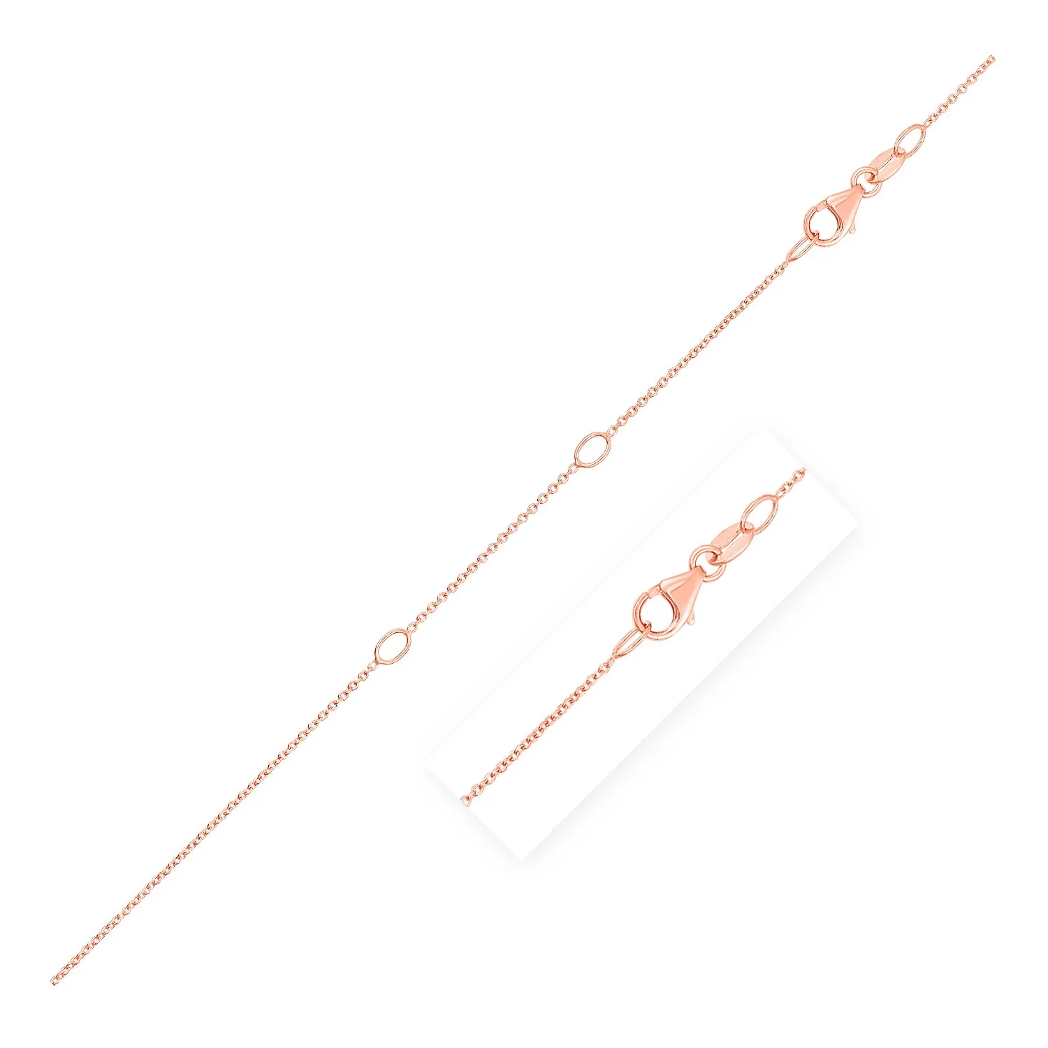 Doppel erweiterbarer Kabelkette in 14 Karat Rose Gold (0,6 mm)