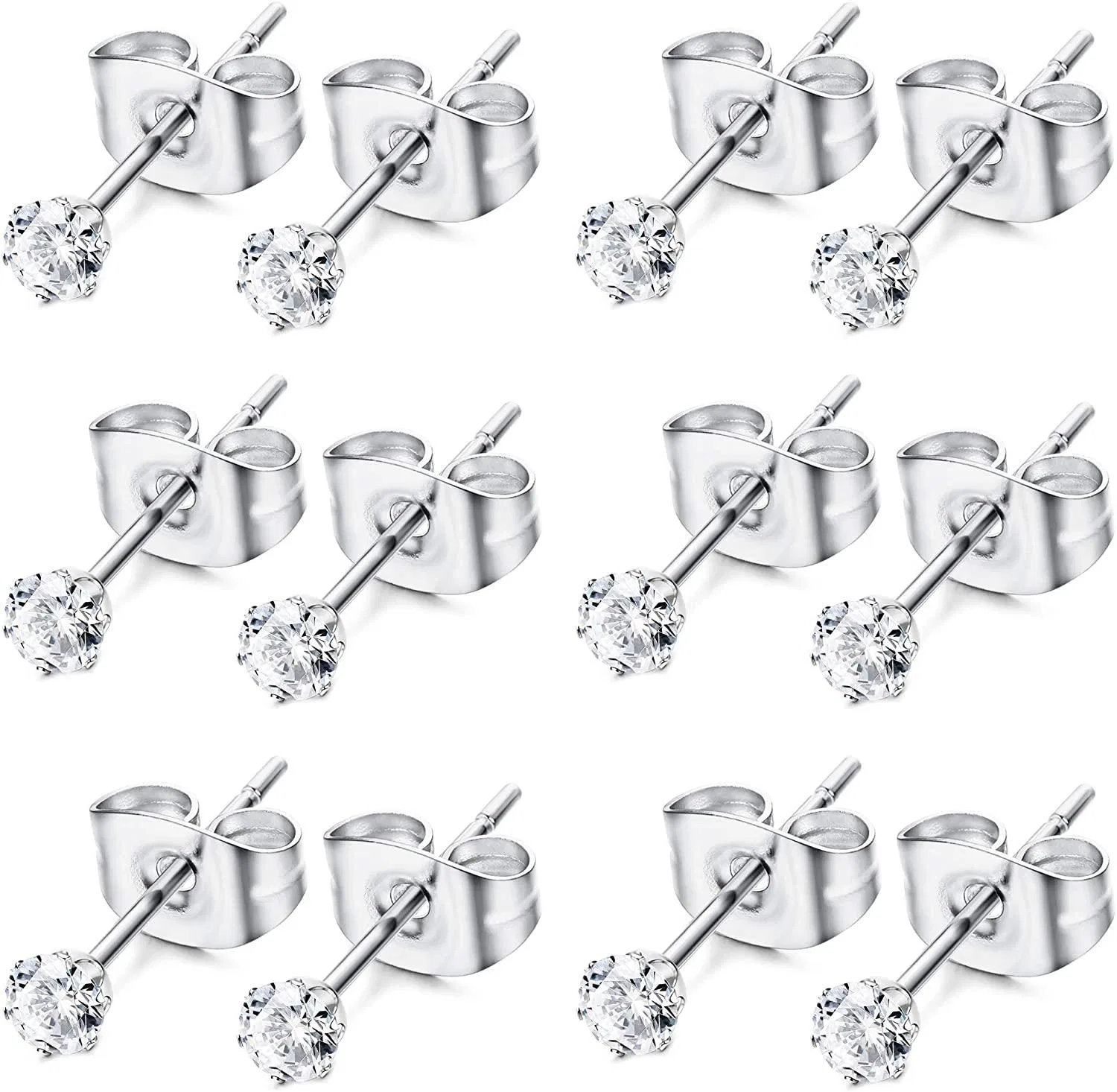3MM CZ Ball Stud Ohrringe für Frauen Männer Edelstahl Tragus Helix Knorpel mehrere Ohr Piercing Studs