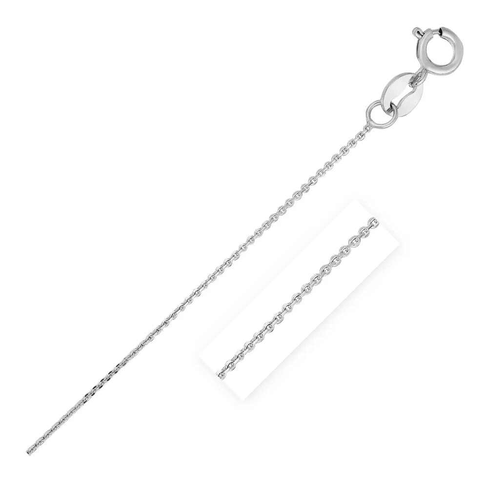 14 Karat Weißgold Diamant Cut Cable Link Kette 0,7 mm