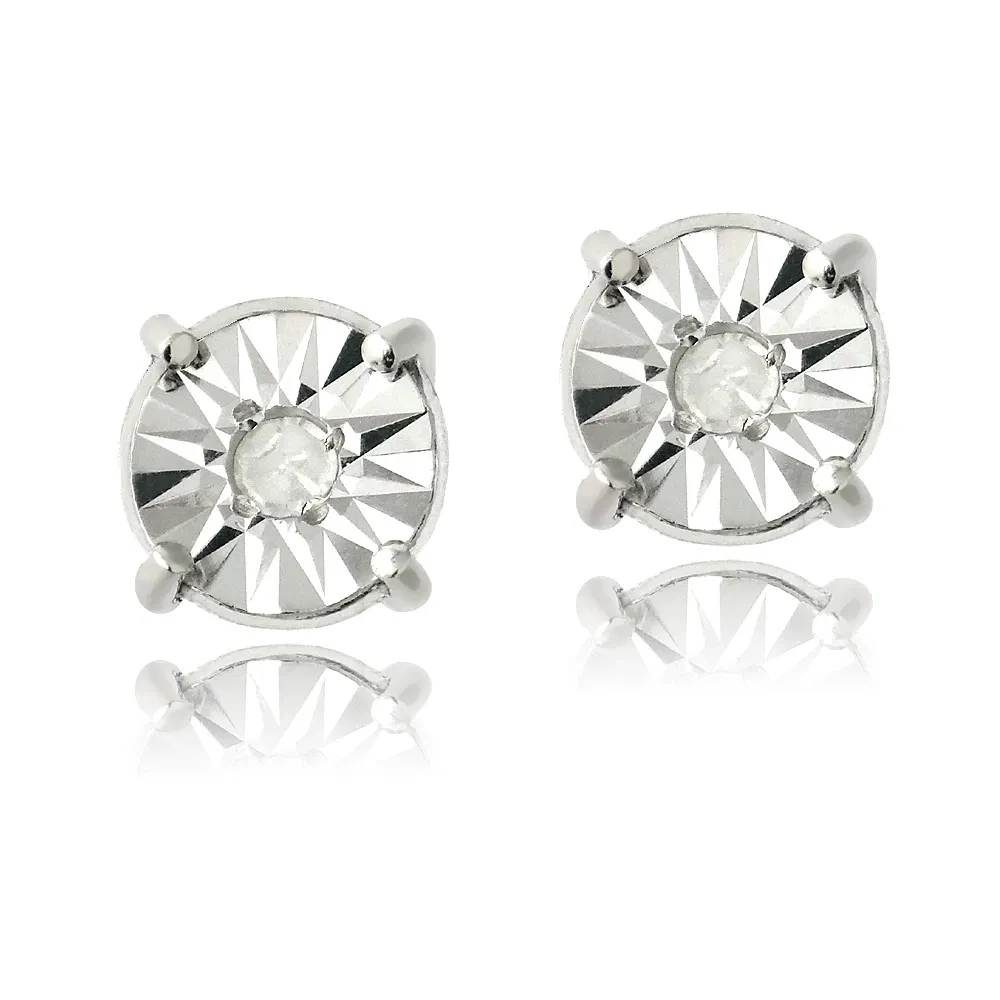 Sterling Silber 1 / 10ct Diamant Illusion-Set Stud Ohrringe