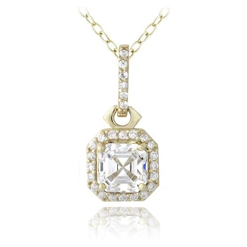 18 Karat Gold über Sterling Silber 2ct Asscher Cut CZ Drop Kette