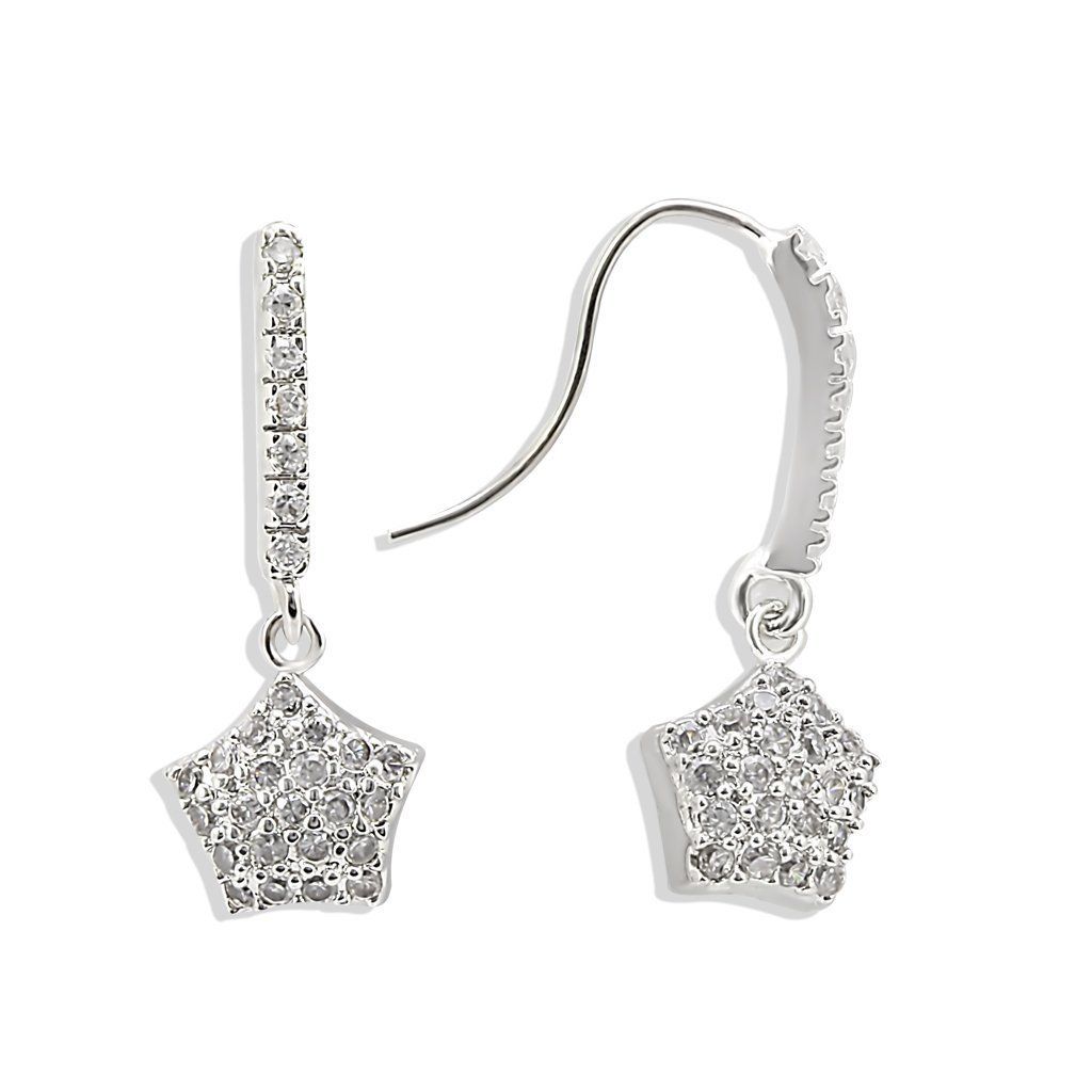 LO895 Rhodium-Messing - Ohrringe mit AAA-Klasse CZ in Clear