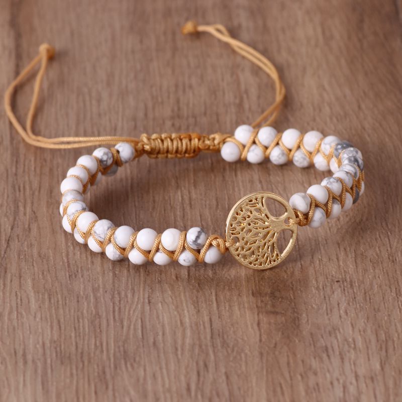 Bead Tree Charm Double String Geflecht Yoga Armband