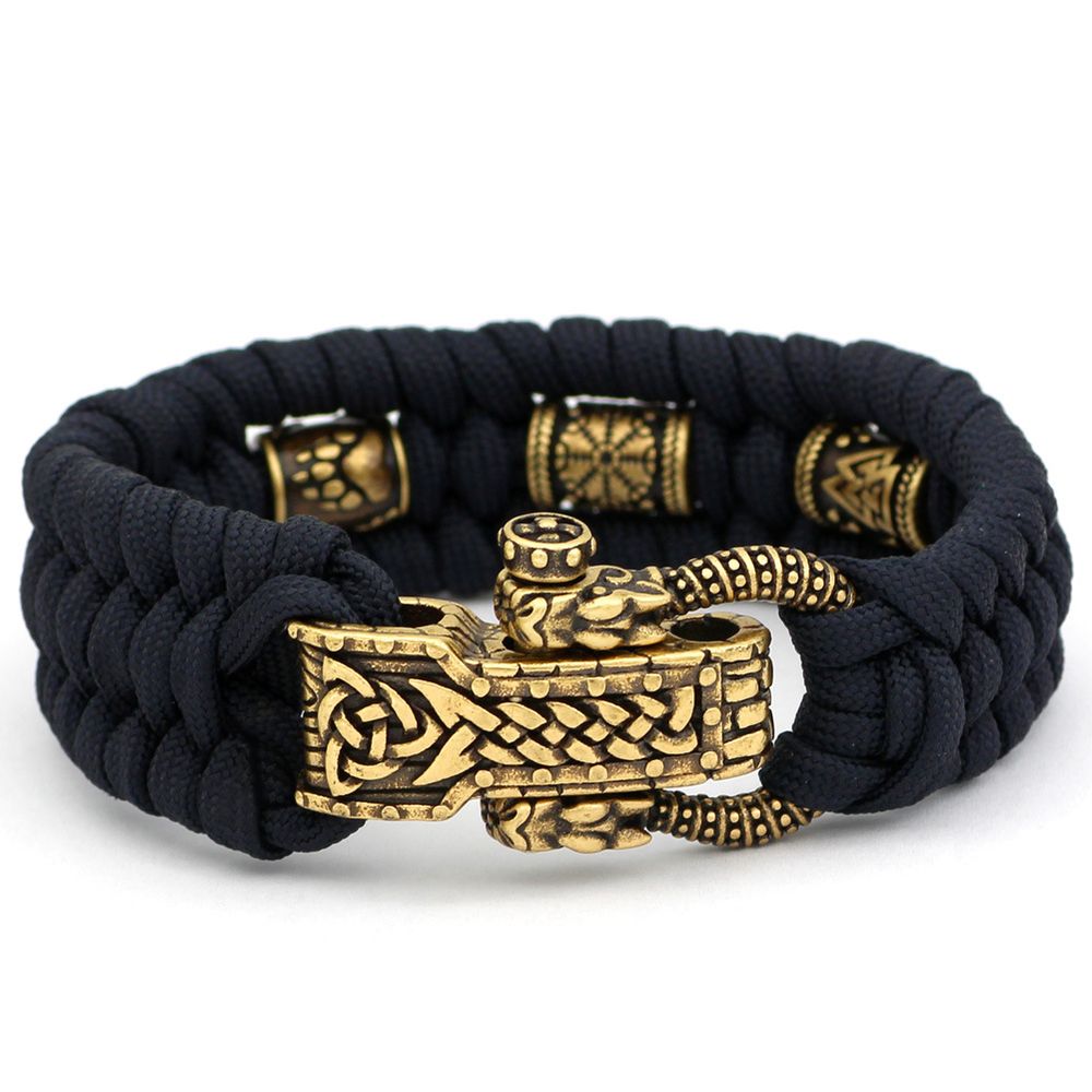 Neuer Edelstahl Viking Perlen Dreieck Rune Spin auf Armband