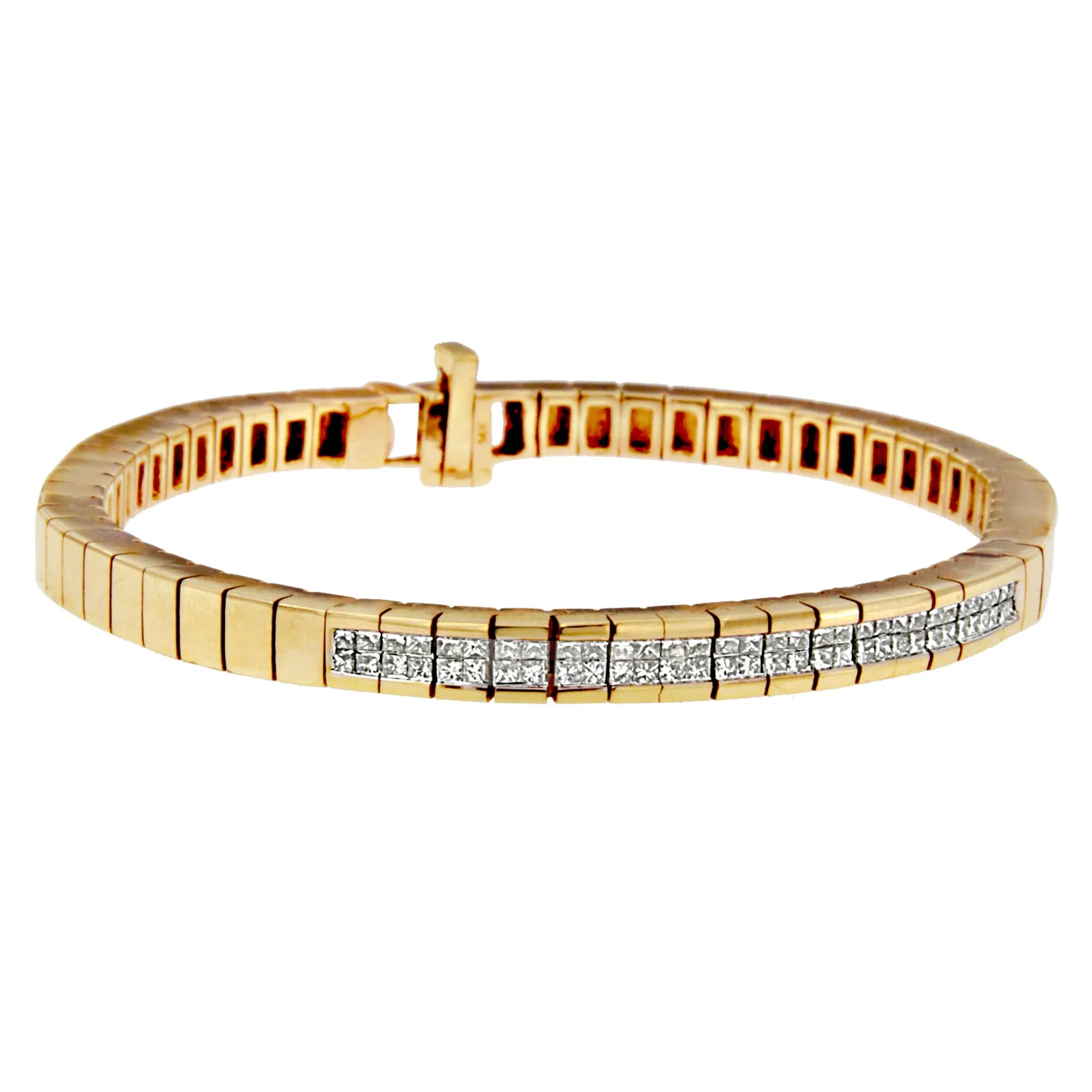 14 Karat Gelbgold Prinzessin-Cut Diamant Banded Armband (1,10 cttw, G-H Farbe, SI1 - SI2 Klarheit)