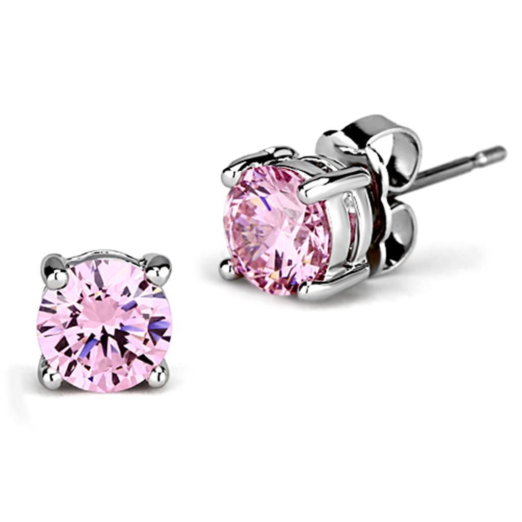 3W552 - Rhodium-Messing - Ohrringe mit AAA-Klasse CZ in Rose