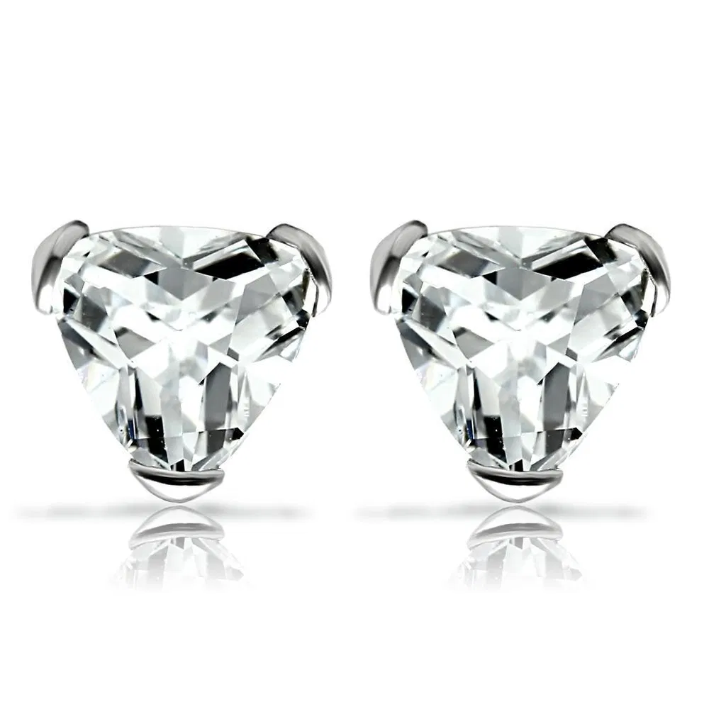 LOS048 - Rhodium 925 Sterling-Silber - Ohrringe mit AAA-Klasse CZ in Clear