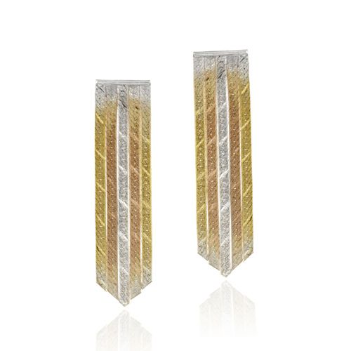 18 Karat Gold über Sterling Silber Tri Color Five Strand Ohrringe