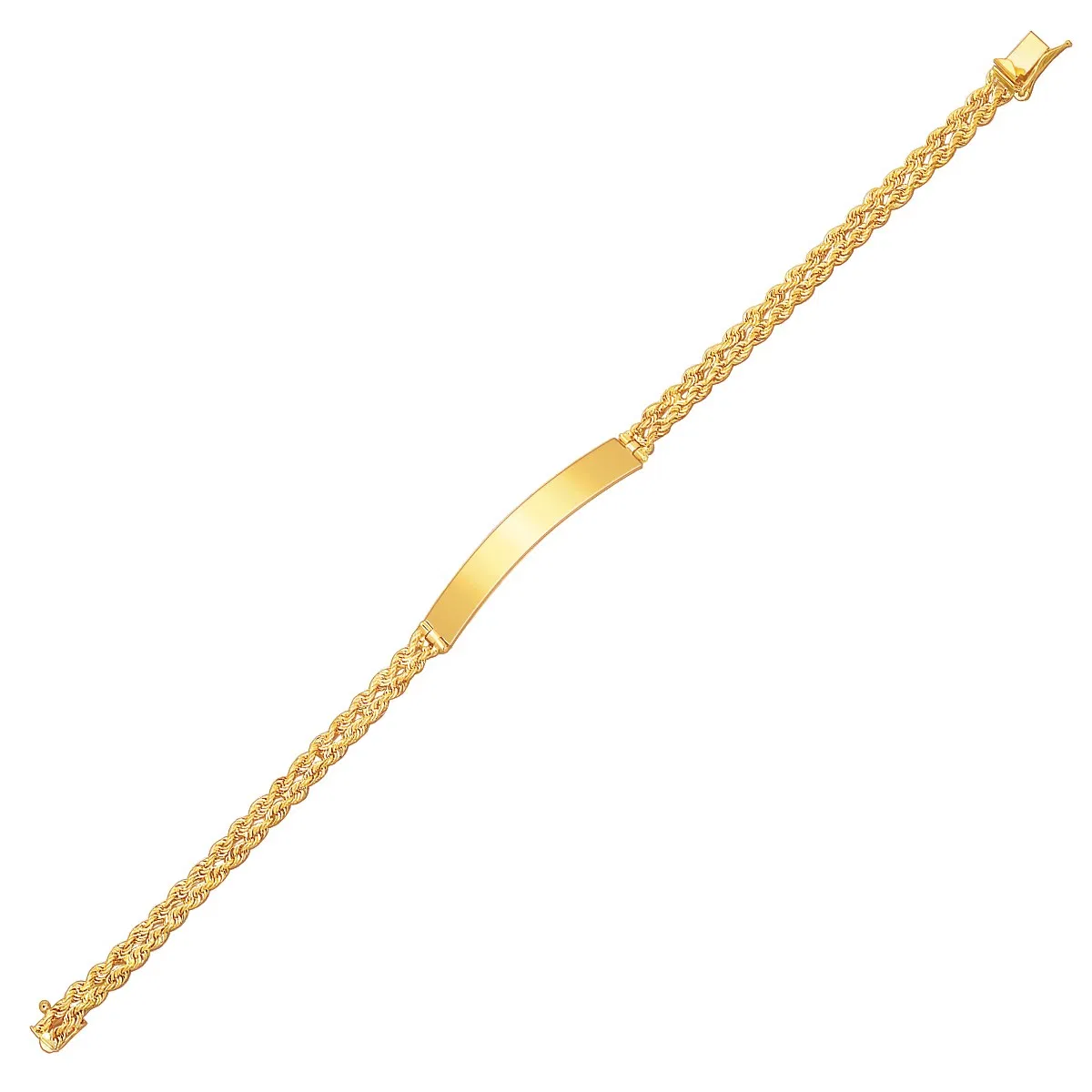 14 Karat gelbes Gold ID-Armband mit Doppel-Seil - Kette