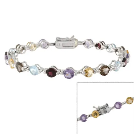 Sterling Silber Multi Edelsteine Tennis Armband