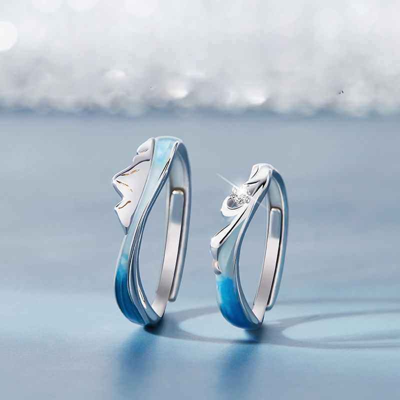 Liebe von Bergen und Meeren Paar Ring kleine hohe Ebene Sinn