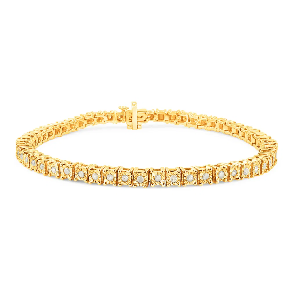 .925 Sterling Silber 1.0 Cttw Diamant Square Frame Miracle-Set Tennis Armband (I-J Farbe, I3 Klarheit) - 8
