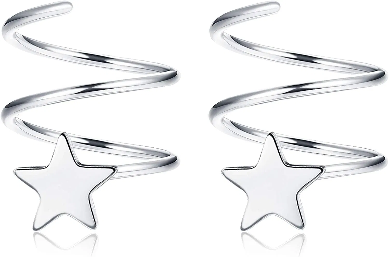 925 Sterling Double Twist Hoop Ohrringe für Frauen Star Heart CZ Mode Ohr Kletterer Wrap Cuff Ohrringe Set