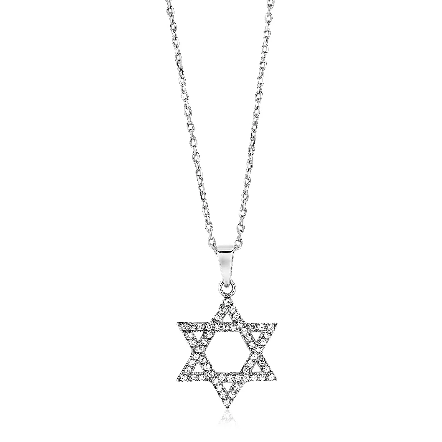 Sterling Silber Star von David Halskette mit Kubik Zirkonien