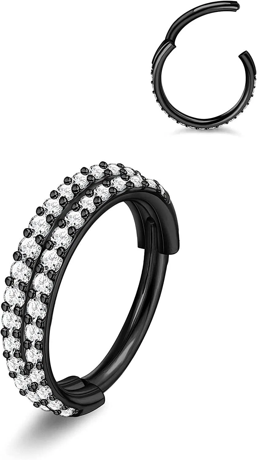 16G Septum Clicker Nasenring Doppel gestapelt Knorpel Muschel Helix Ohrringe Hoop 316L Chirurgisch Scharnier Segment Lippenringe Daith Tragus Lobe Ohrringe Piercing für Frauen