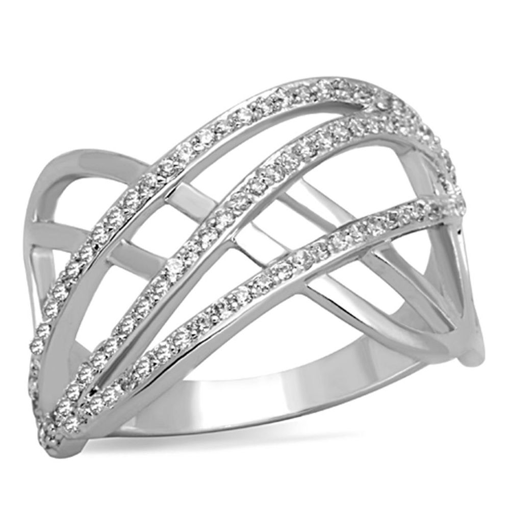 3W823 - Rhodium-Messing - Ring mit AAA-Klasse CZ in Clear