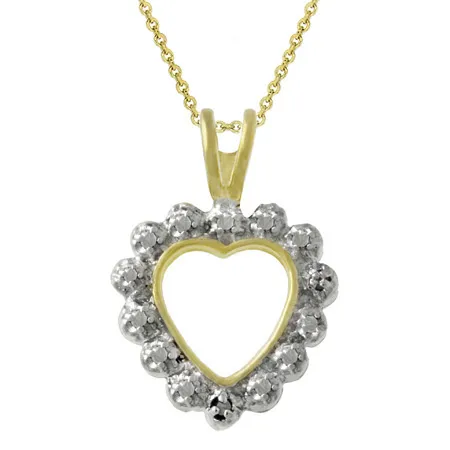 18 Karat Gold über Silber Zwei-Ton Diamant Akzent Open Heart Anhänger