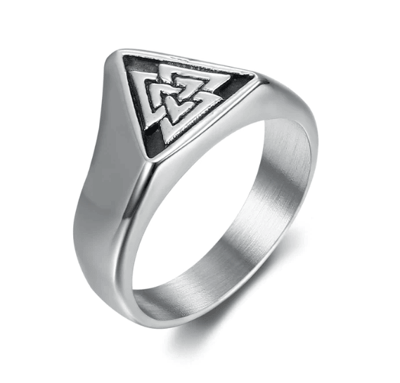 Beowulf Regalia Handgefertigter Edelstahl-Dreieck-Vankknut - Ring