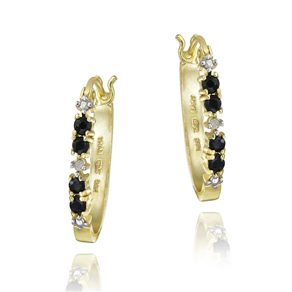 18 Karat Gold über Silbersaphir& Diamant Accent Hoop Ohrringe