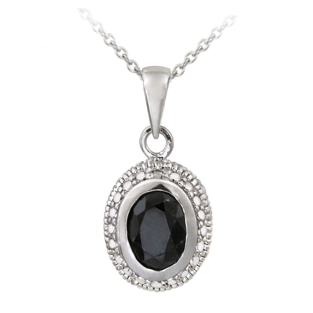 Sterling Silverct 1.6 Sapphire & Diamond Accent Oval Halskette