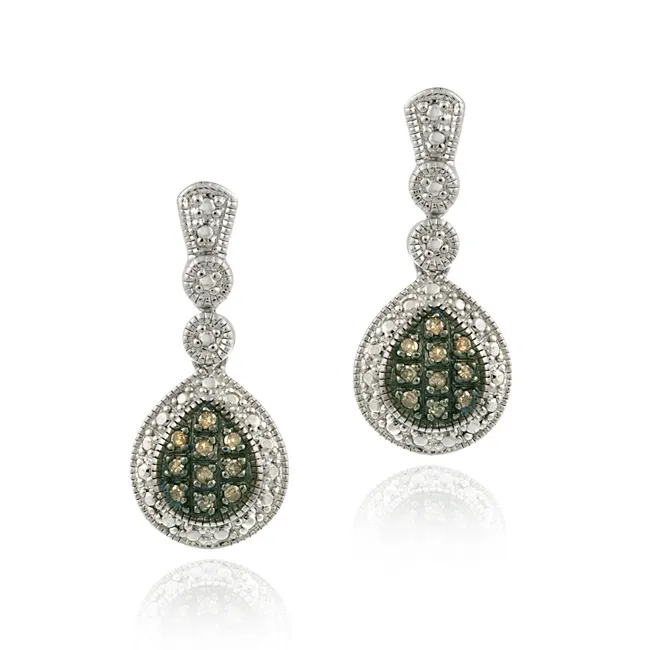 Sterling Silber 1 / 5ct TDW Champagner Diamant Tränentropfen Ohrringe