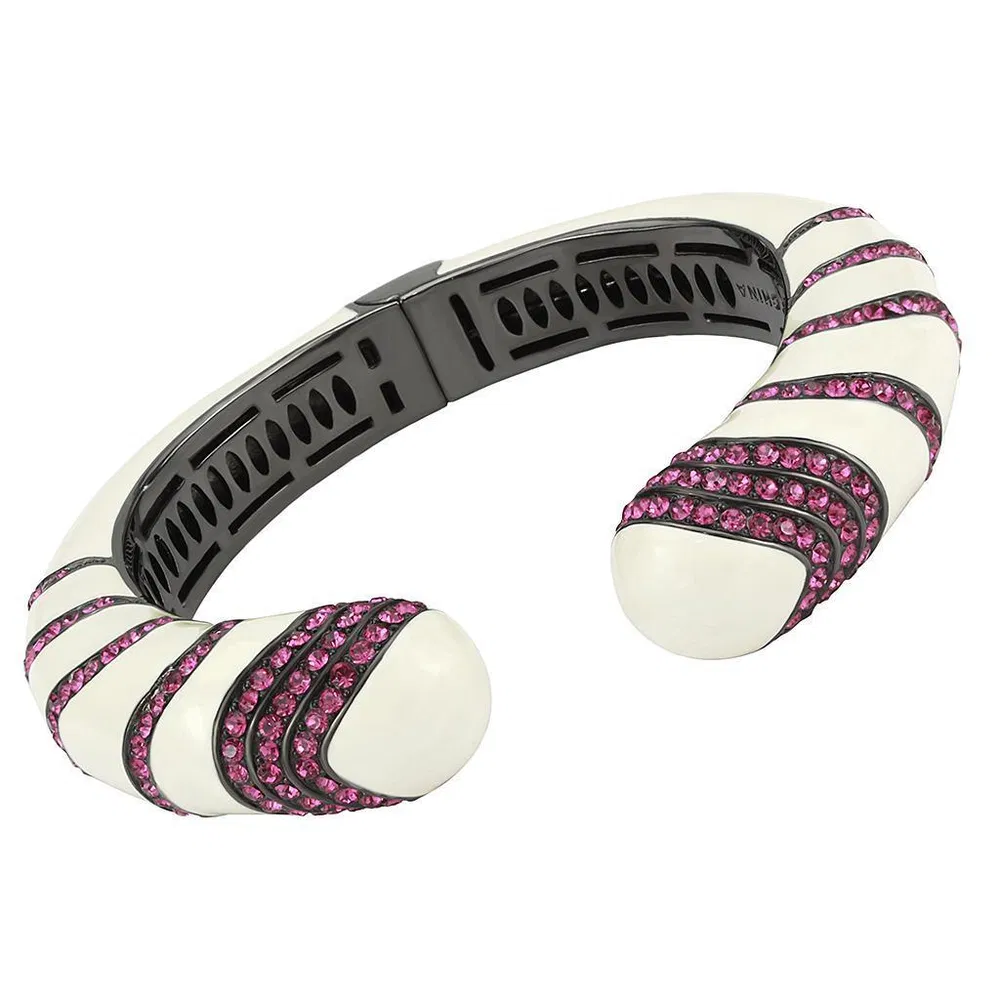 LO4322 - TIN Cobalt Schwarz Brass Armband mit Top-Grade - Kristall in Fuchsia