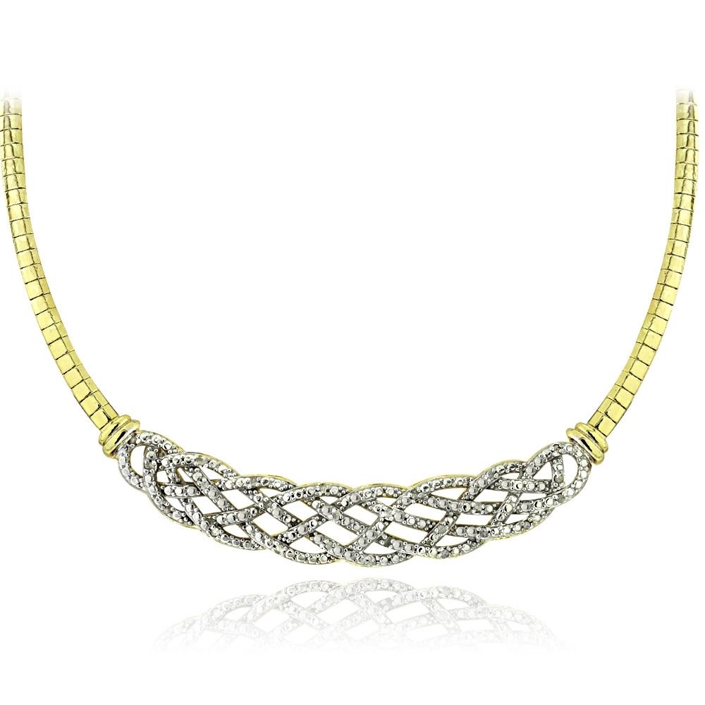 Gold Tone 1 / 4 Carat Diamant Weben Frontal Halskette