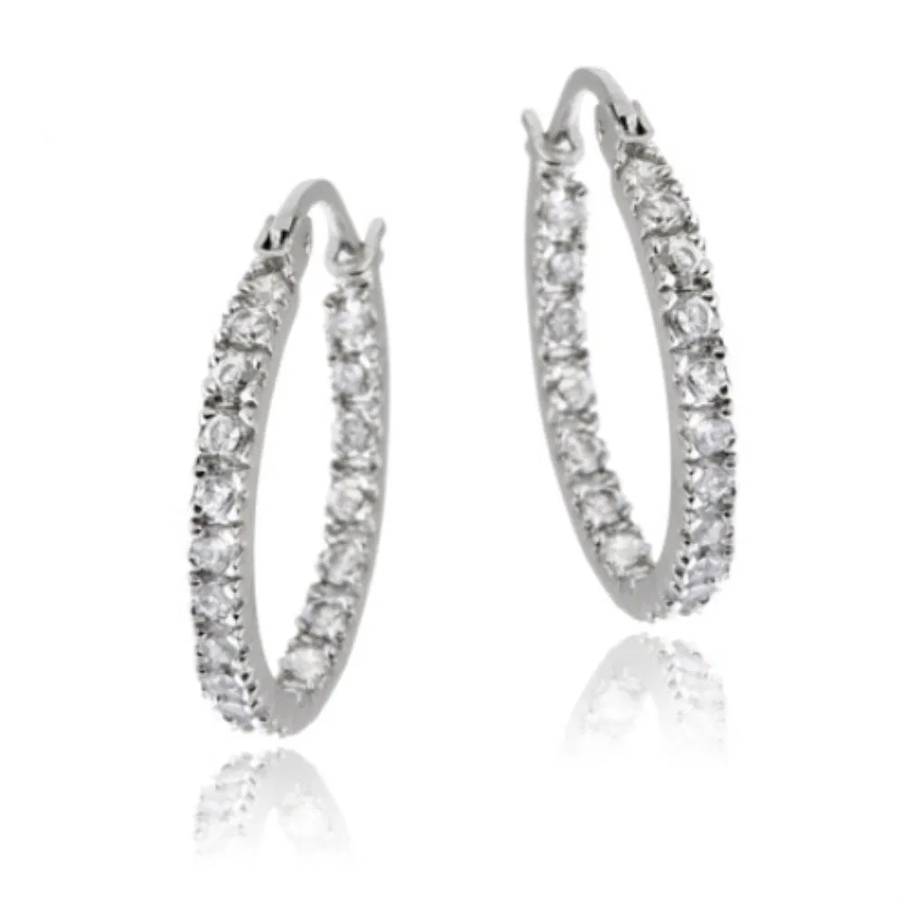 Sterling Silber 18mm Inside Out CZ Hoop Ohrringe