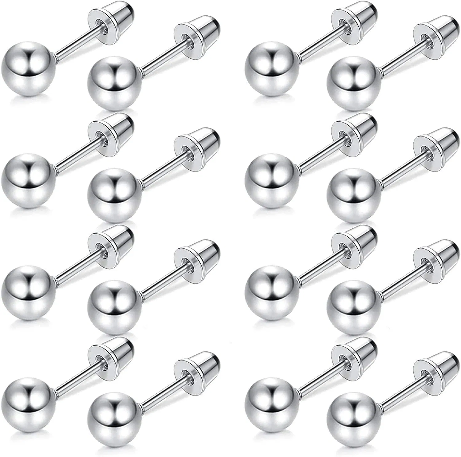 8 Paare 20G Knorpel Stud Ohrringe Rostless Round Ball Barbell Ohrringe für Frauen Männer Screwback Ohr Piercing 7MM