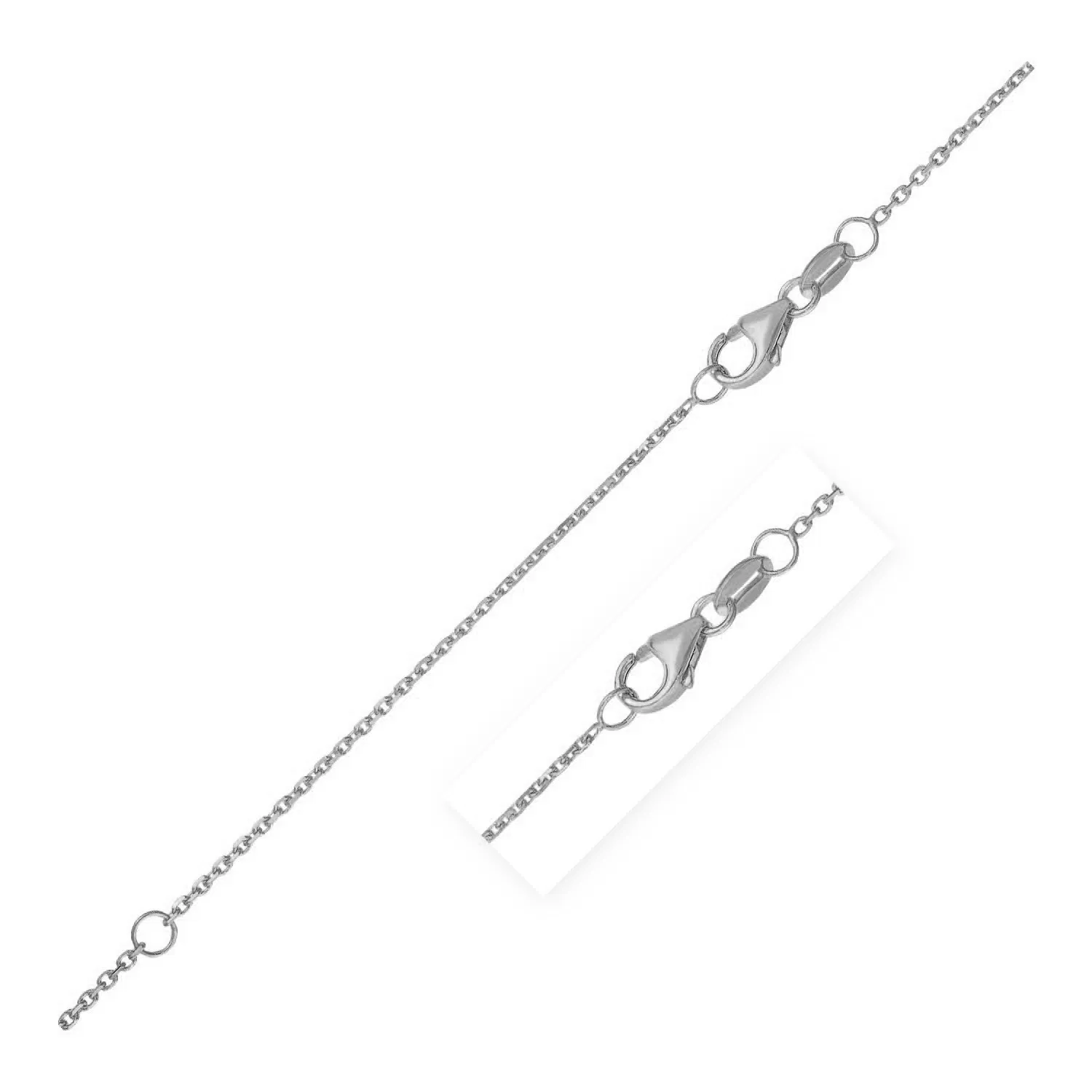 Doppel erweiterbarer Diamant-Cut - Kabelkette in Weißgold (0,87 mm)