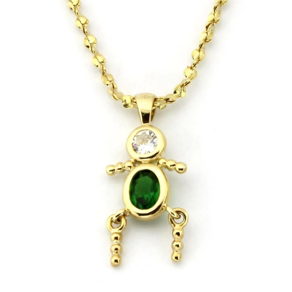 LOA1358 - Gold-Messing - Kettenhänger mit AAA-Klasse CZ in Smaragd