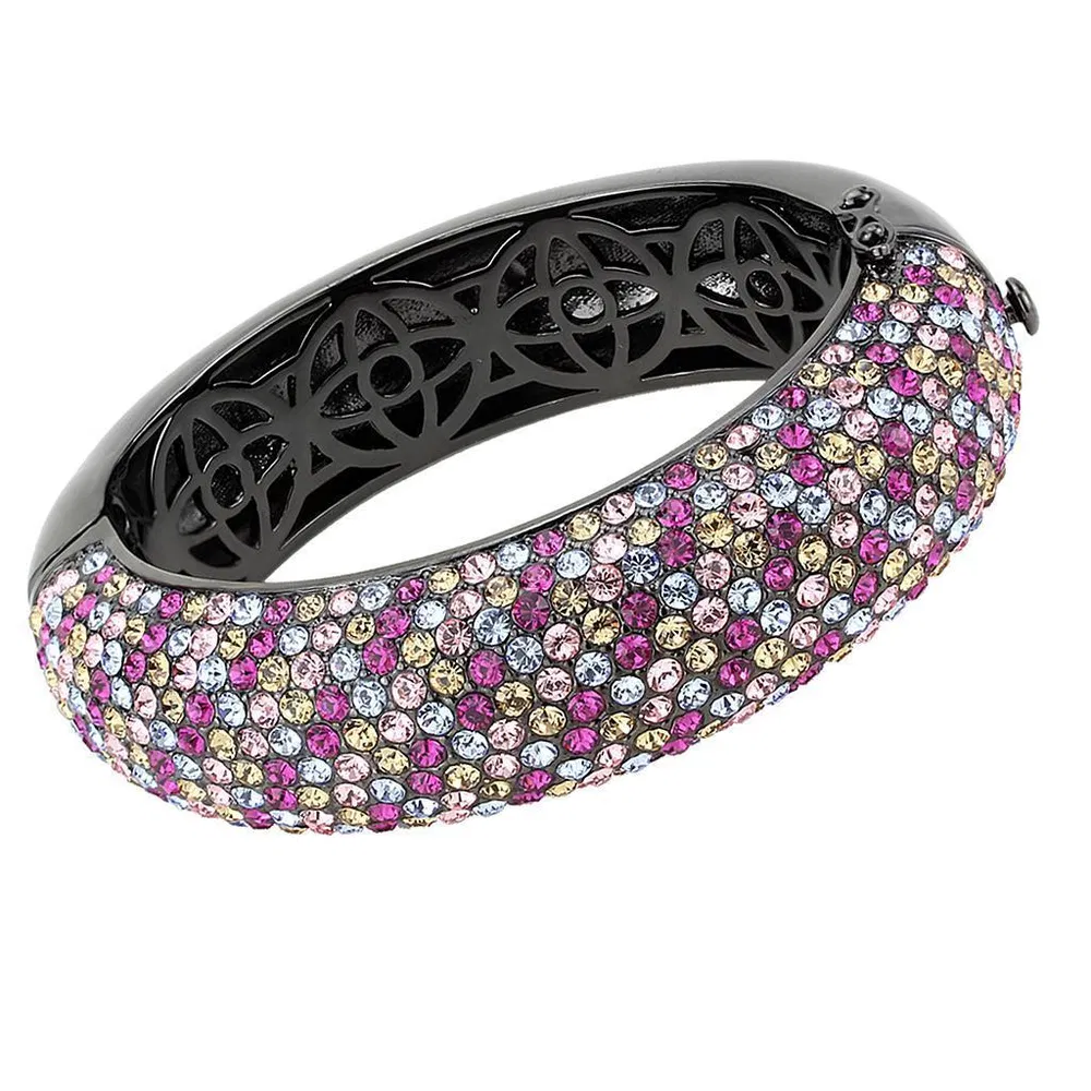 LO4306 - TIN Cobalt Schwarz Brass Armband mit Top-Grade - Kristall in mehreren Farben