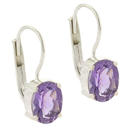Großes Sterling Silber Echtes Amethyst Stein LeverBack Lever Rücken Ohrringe