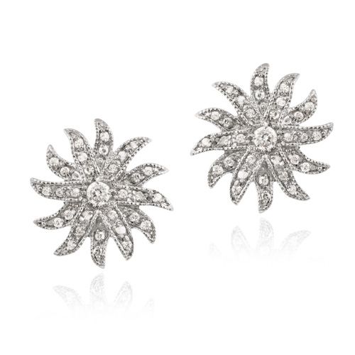 Sterling Silber Designer Sun Simulierte Diamant CZ Post Ohrringe
