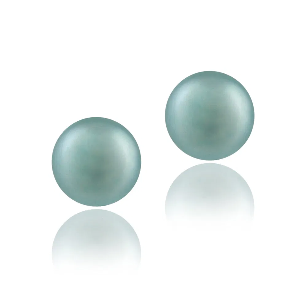 Sterling Silber Süßwasser Kultur 9 - 9,5mm Aqua Blue Pearl Stud Ohrringe