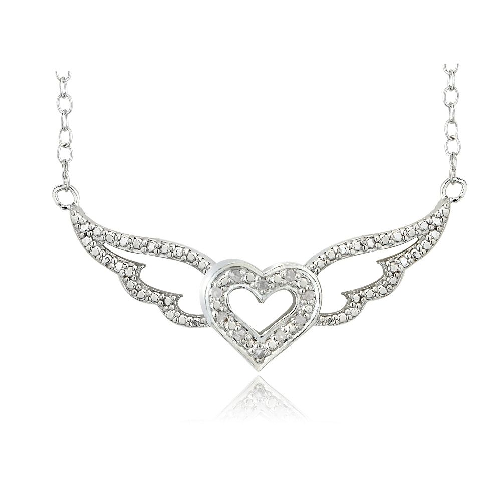 1 / 10 Ct Diamant Herz Angel Flügel Halskette