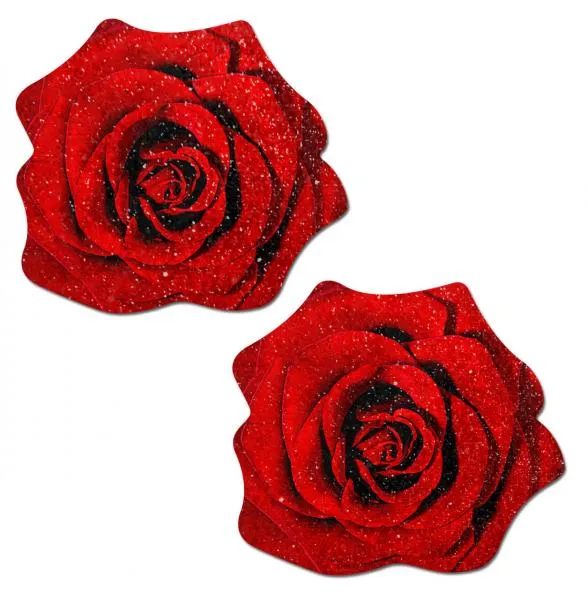 Paste Rose Red Glitter Velvet Nipple Pasties