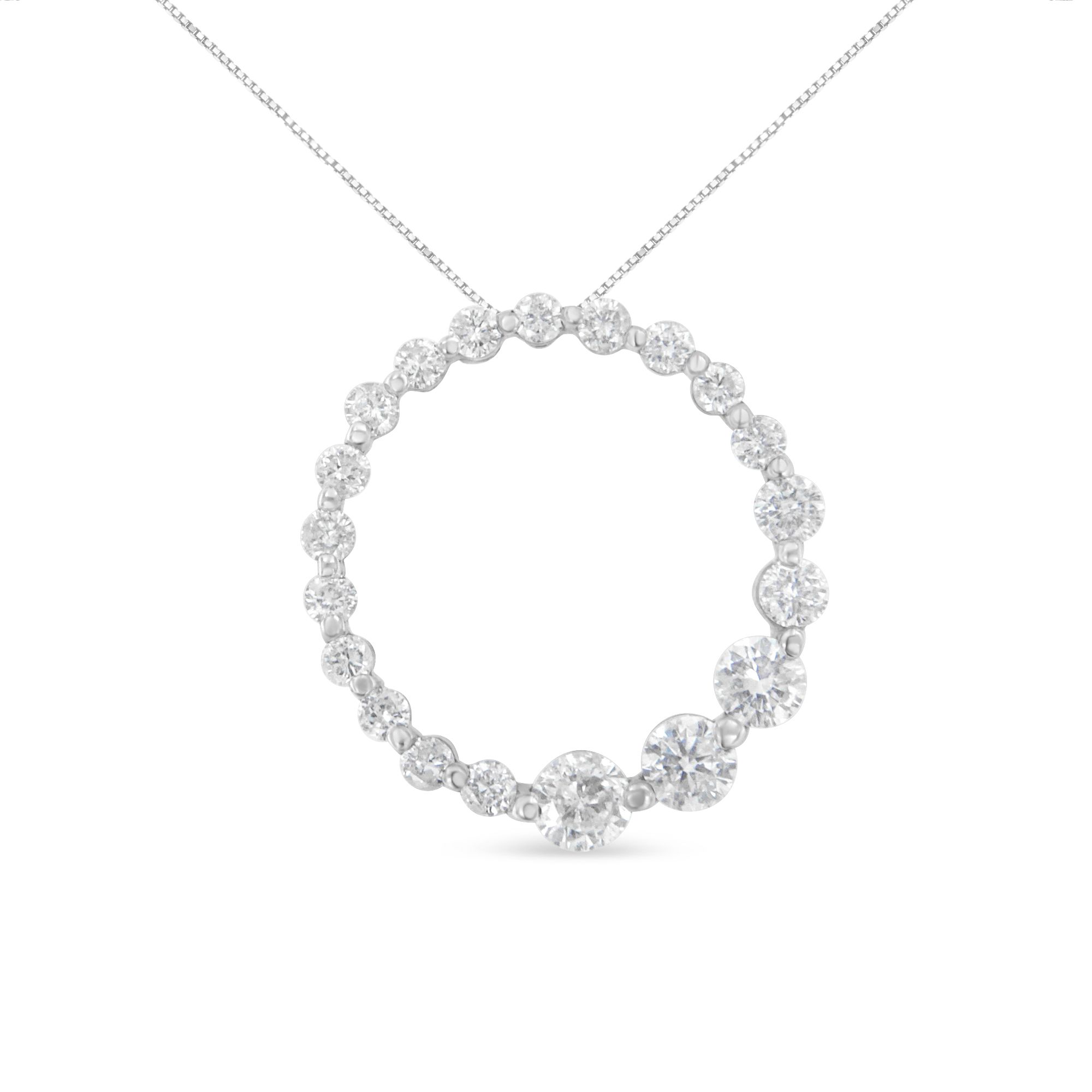 10K Gelbgold Round Cut Diamond Circle Sparkle Pendant Kette (1.00 cttw, H-I Farbe, I1 - I2 Klarheit)