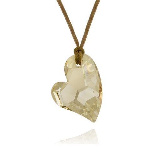 Goldene Schatten Swarovski Element schwimmendes Herz Halskette, 18