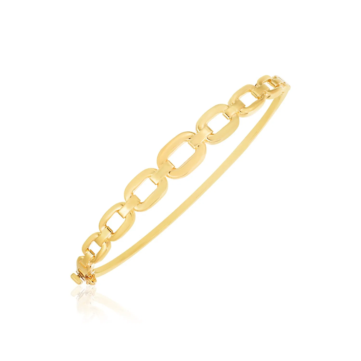 14 Karat Gelbgold High Polish Rounded Open Link Armband