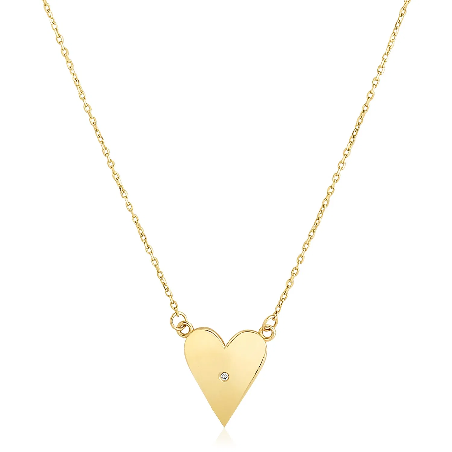 14 Karat Gelbgold High Polish Elongated Heart Halskette