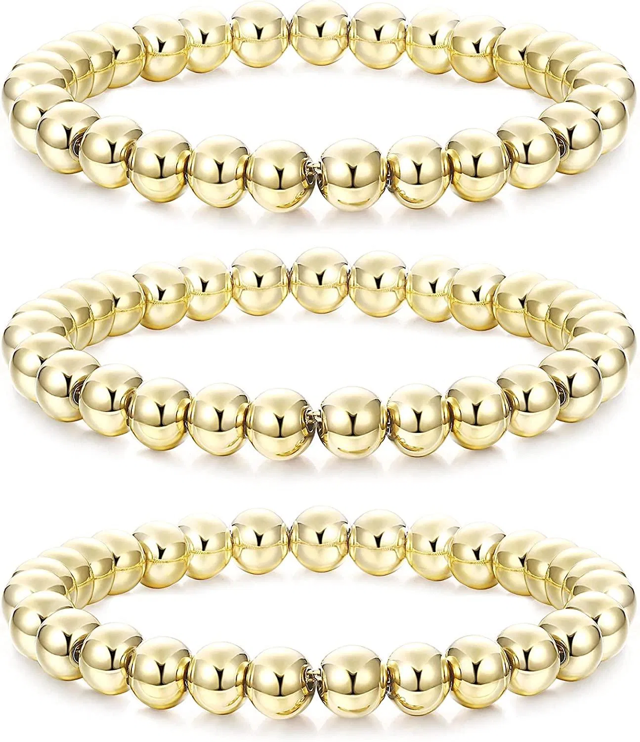 14K Gold Plated Bead Ball Armband für Frauen Handgemachte Gold Stretchable Elastische Perlen Armbänder Baublebar Armbänder