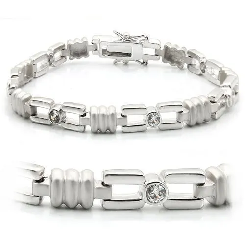 LO1162 - Matte Rhodium & Rhodium Brass Armband mit AAA-Klasse CZ in Clear